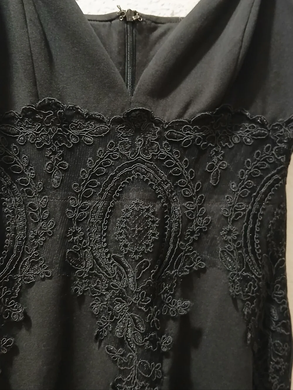 Lulu's new  Black Lace-Embellished Midi Bodycon Dress
